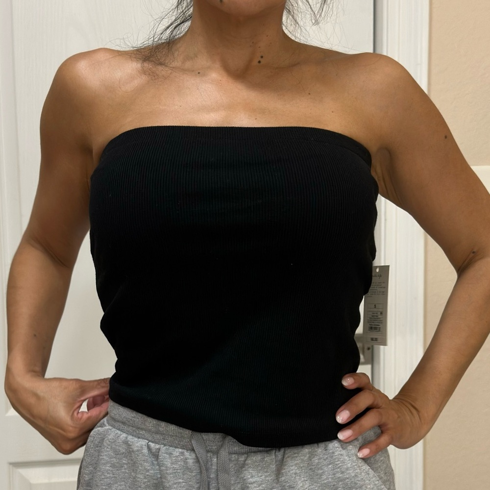 a new day Black Ribbed Strapless Camisole